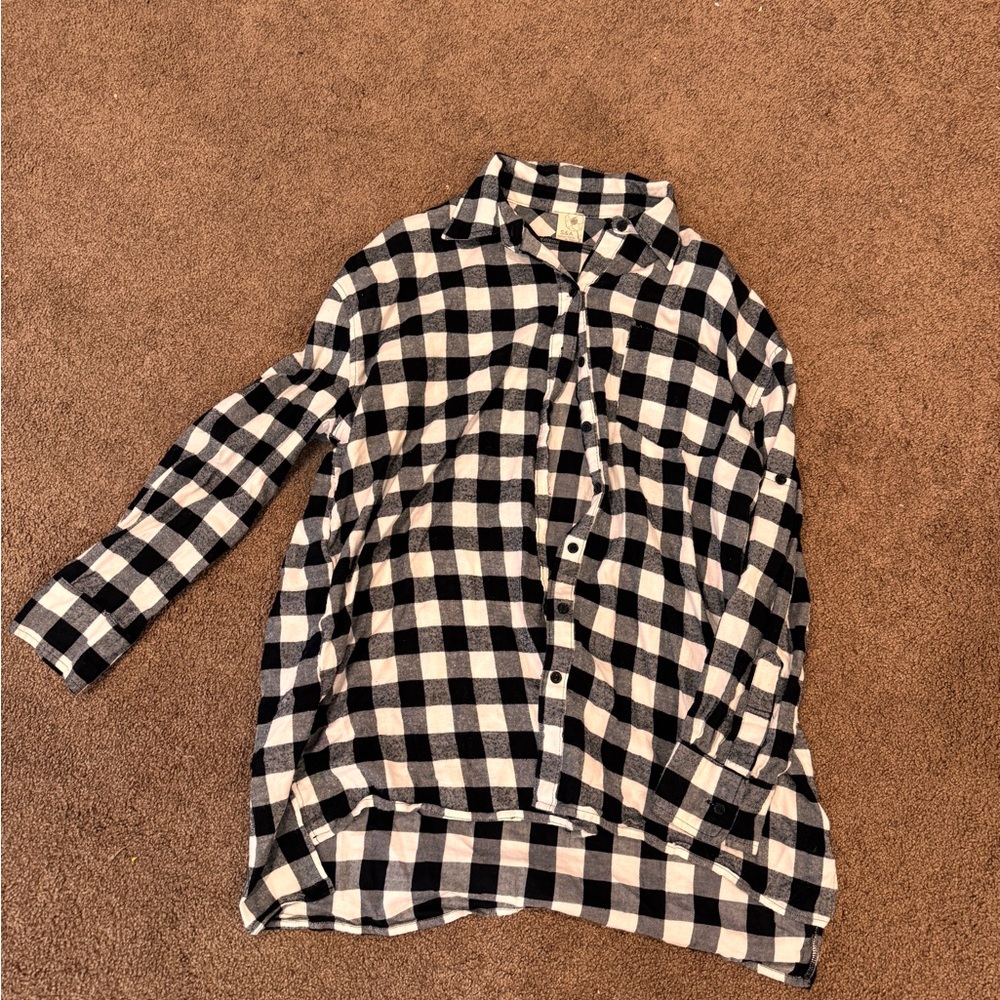 Black and White Checkered Button-Up Shirt